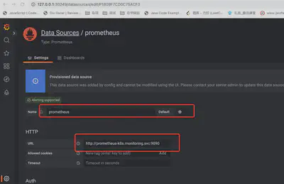 图 6 grafana 内的 prometheus 数据源配置